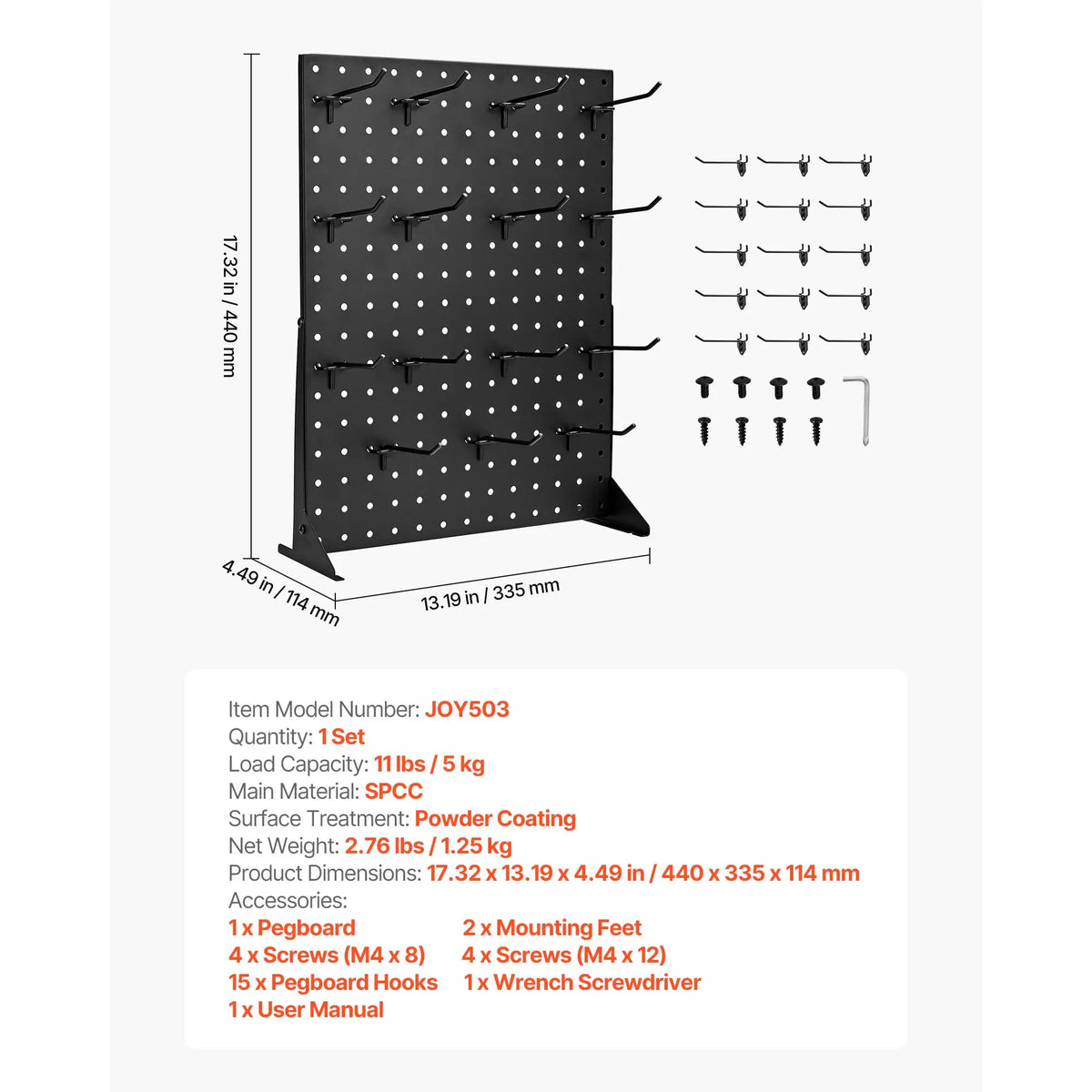 SucceBuy Steel Tabletop Pegboard Display Rack With Hooks