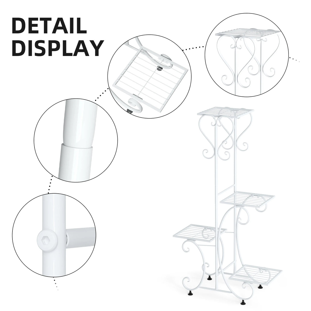Four Tier Metal Plant Stand For Indoor Outdoor Garden Shelf