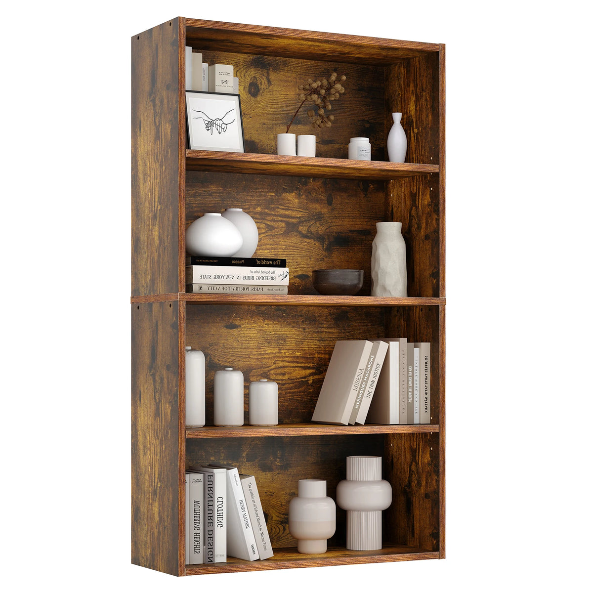 JHK Modern 4 Tier Wooden Bookcase For Living Room Furniture