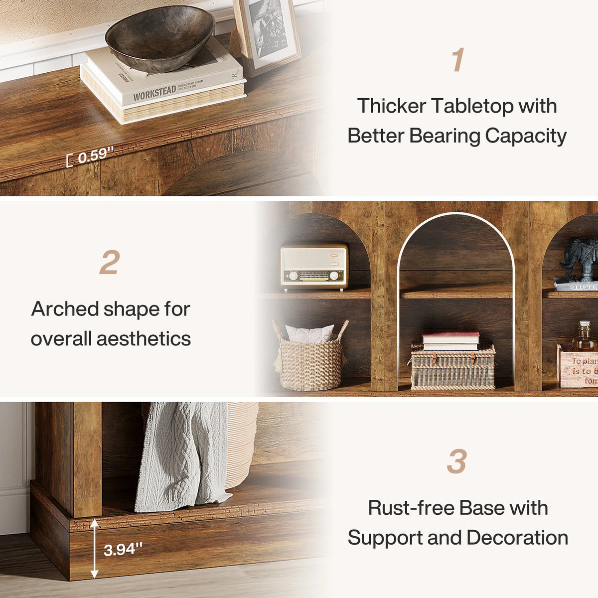 Tribesigns Farmhouse Wooden Console Table With Storage Shelf
