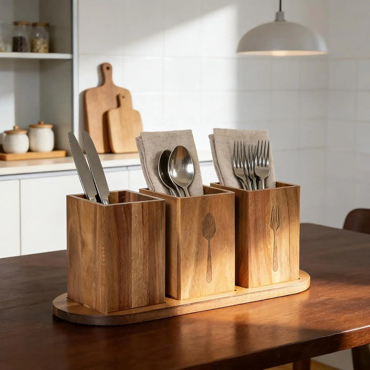 Garvee Acacia Wood Kitchen Utensil Holder Organizer