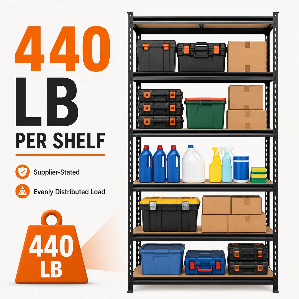 Premium Five Tier Steel Garage Heavy Duty Storage Shelving Rack