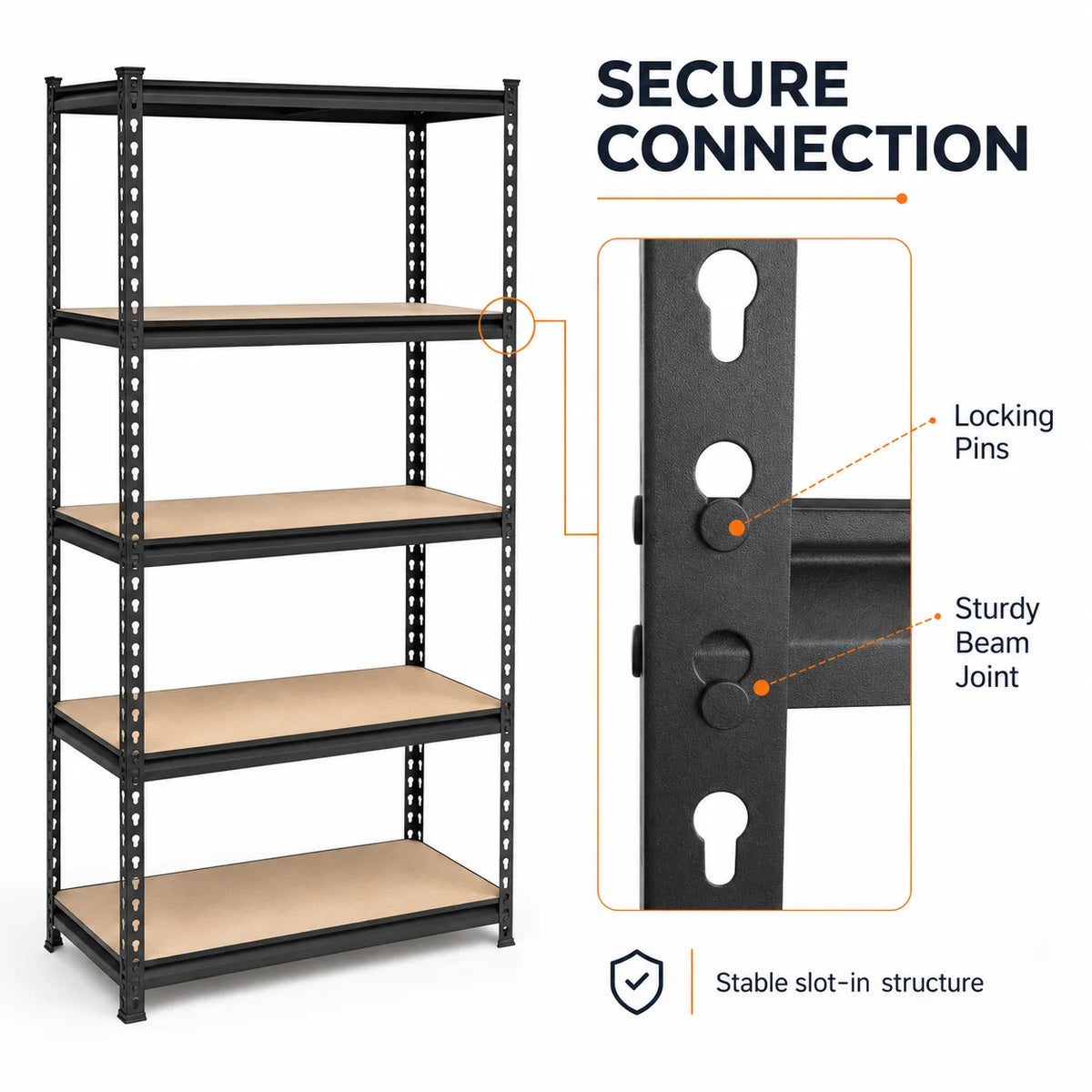 Heavy Duty Adjustable Five Tier Garage Storage Shelving