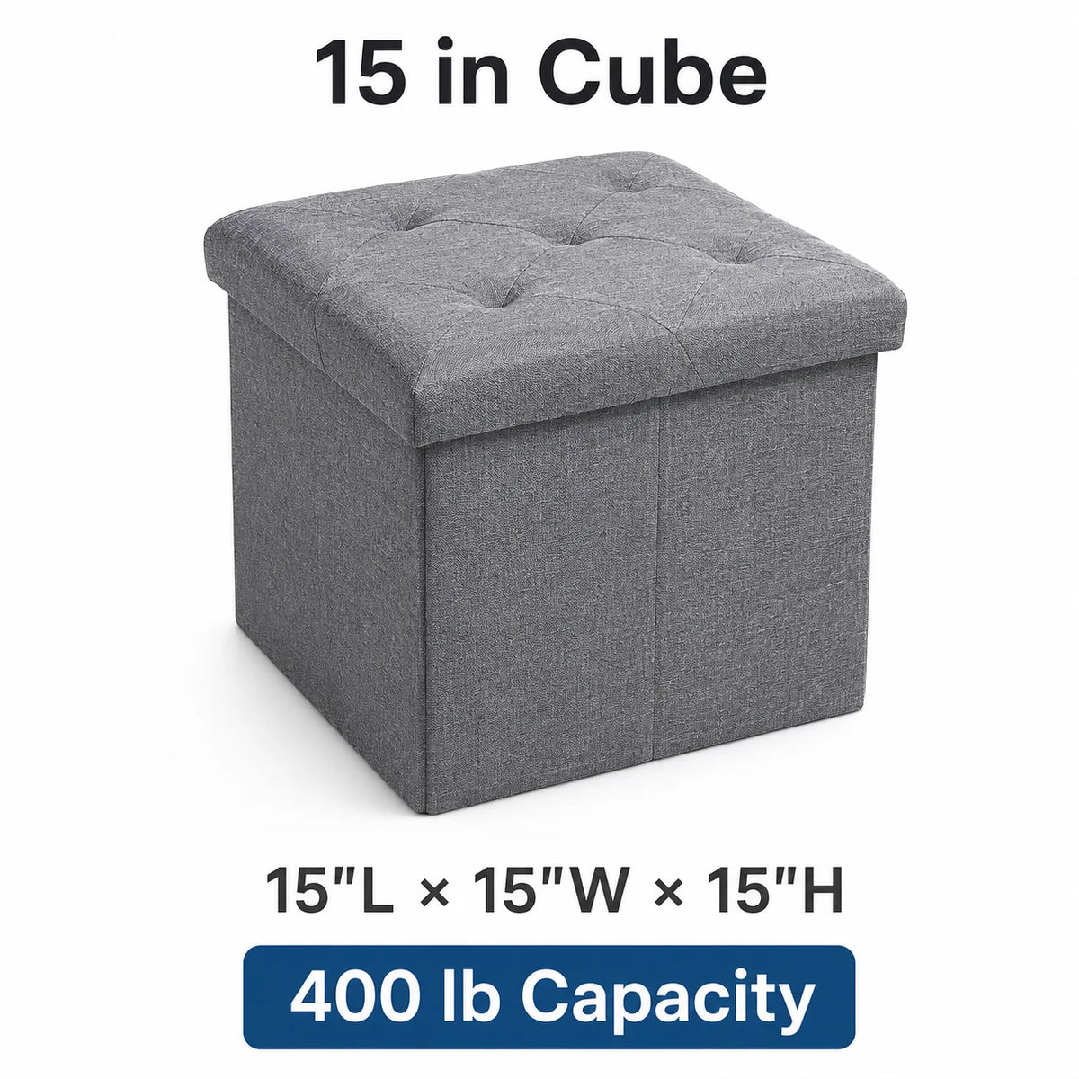 Folding Storage Ottoman Bench with 400 Lb Capacity