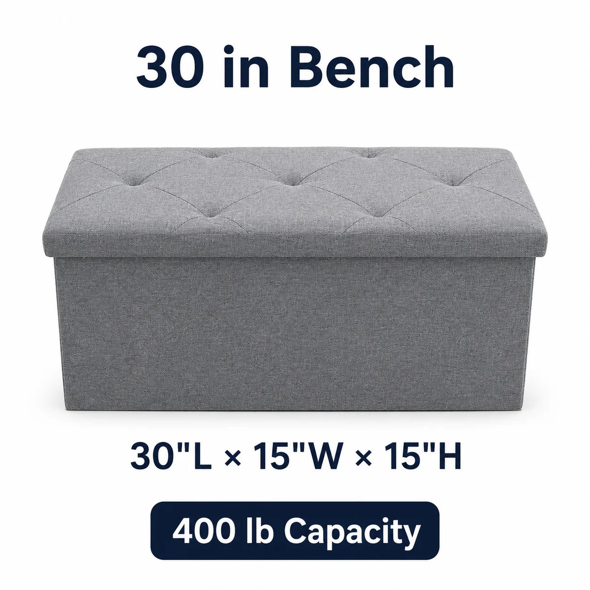 Folding Storage Ottoman Bench with 400 Lb Capacity