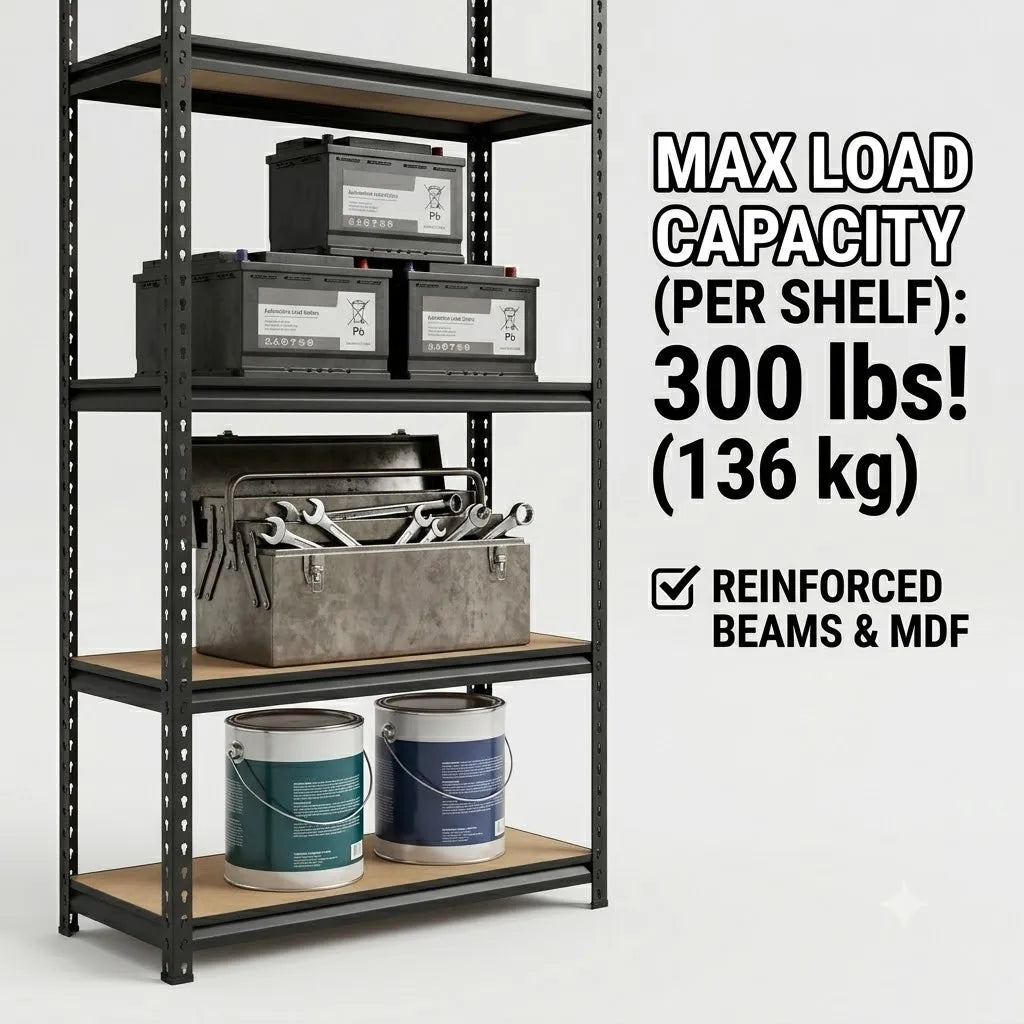 Heavy Duty Adjustable Five Tier Garage Storage Shelving