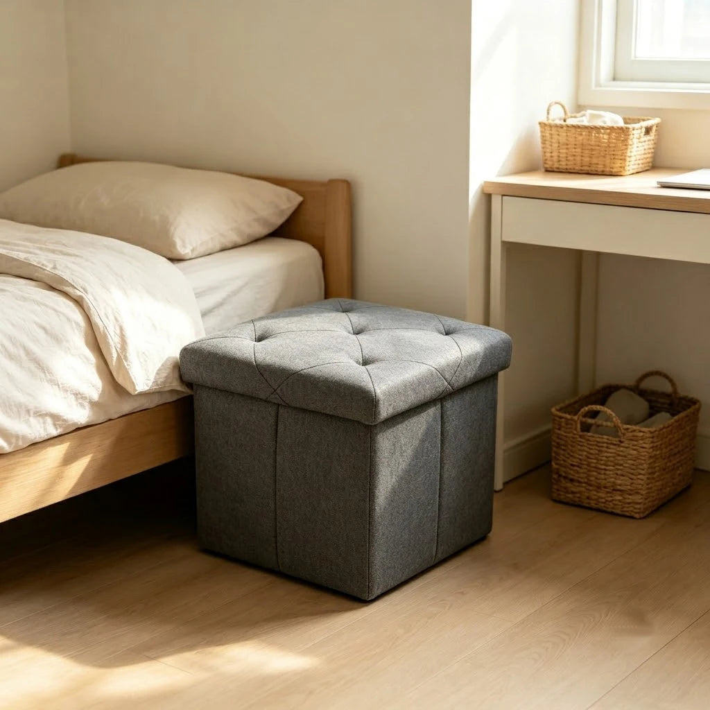 Folding Storage Ottoman Bench with 400 Lb Capacity