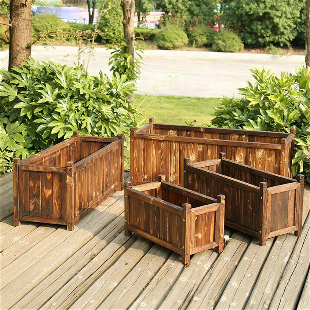 Durable Wooden Raised Flower Bed For Indoor And Outdoor Planting