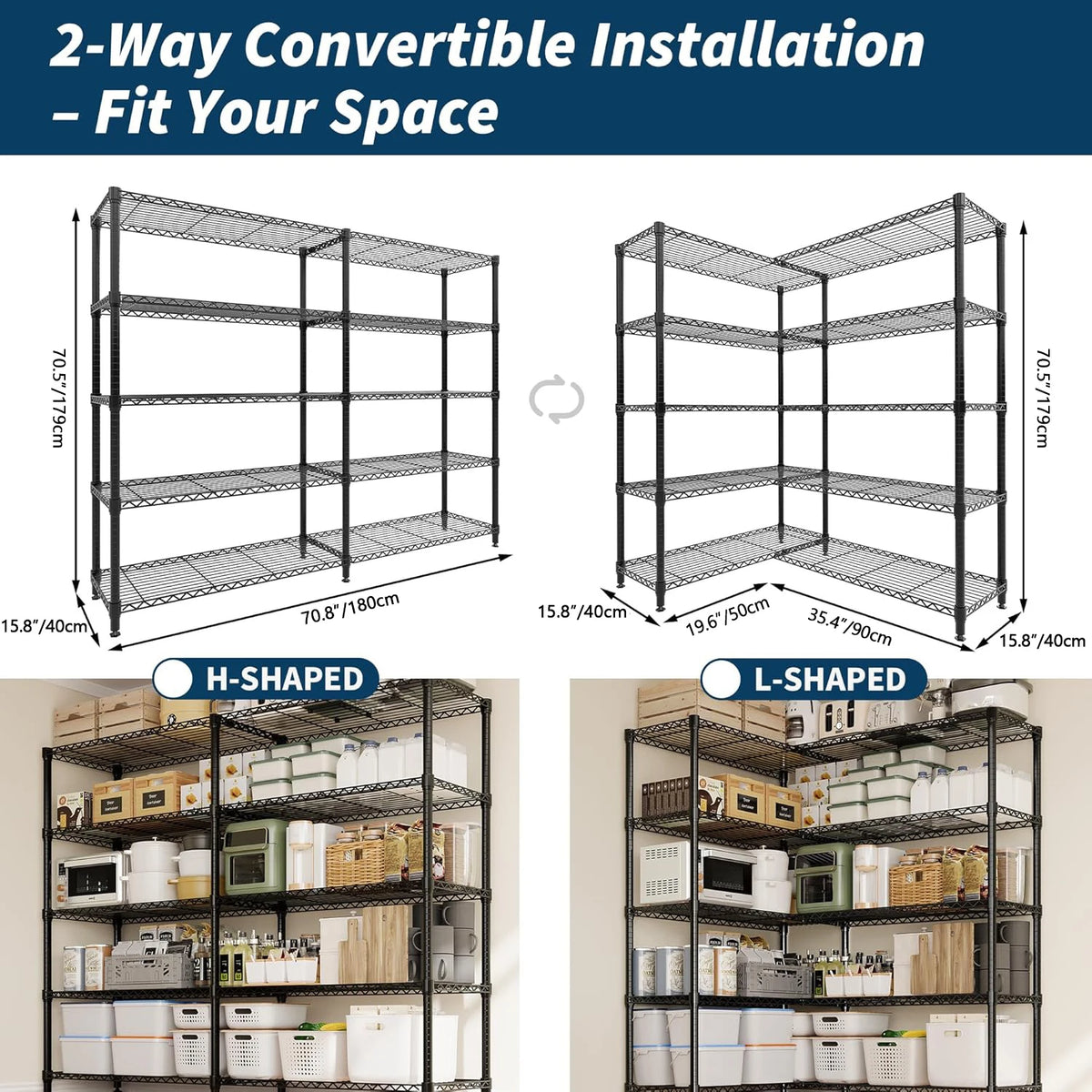 Twister Foldable Metal Storage Shelves Heavy Duty Pantry Kitchen Garage