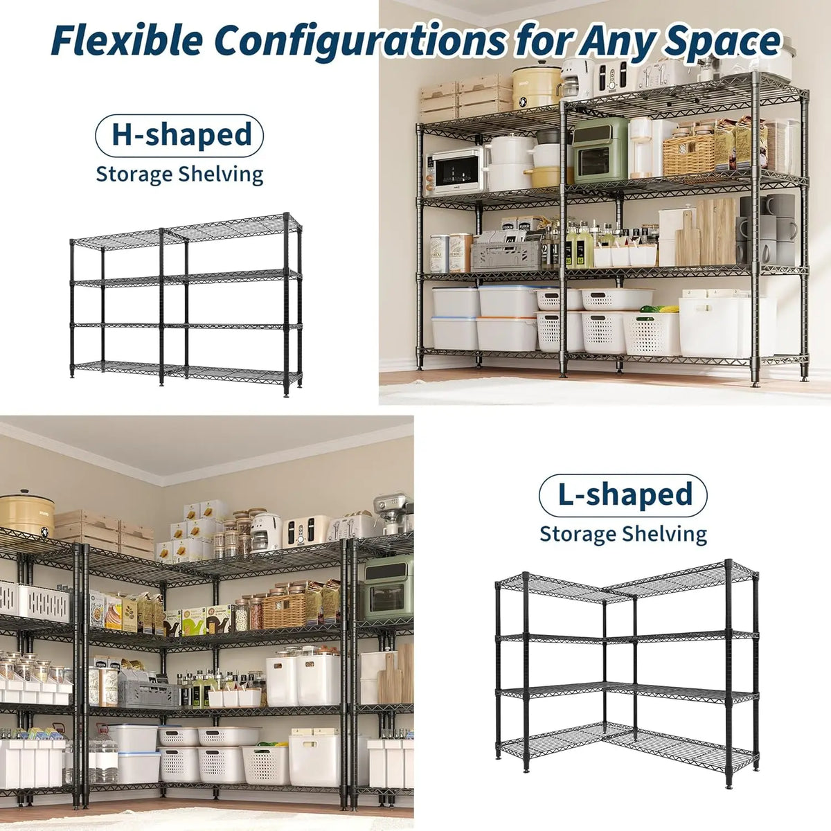 Twister Foldable Metal Storage Shelves Heavy Duty Pantry Kitchen Garage