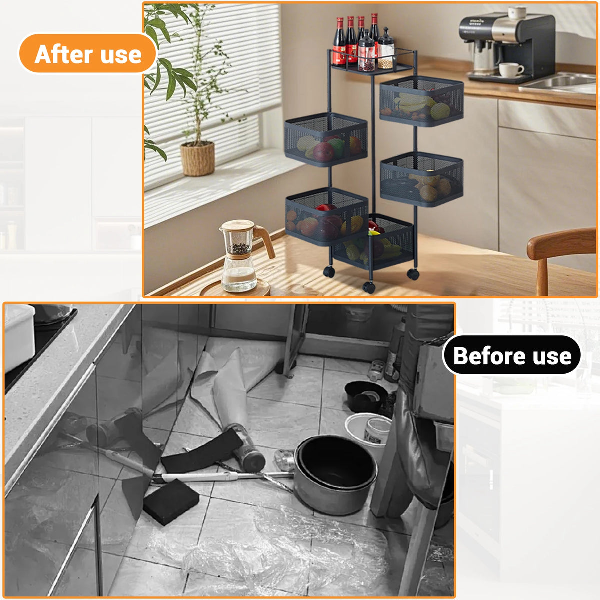 HobbyLane Five Layer Rotatable Carbon Steel Trolley Storage Rack