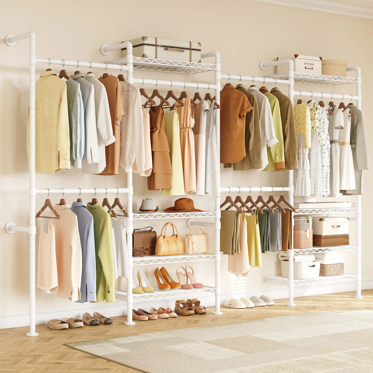Onbrill Wall Mounted Industrial Pipe Clothes Rack With Expandable Rods