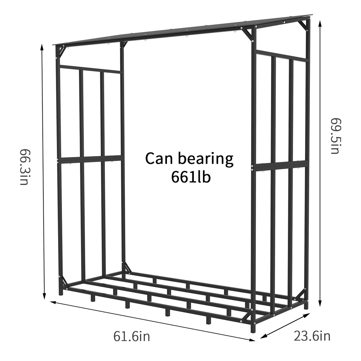 Tall Metal Firewood Rack Stand With Cover For Outdoor Fireplace