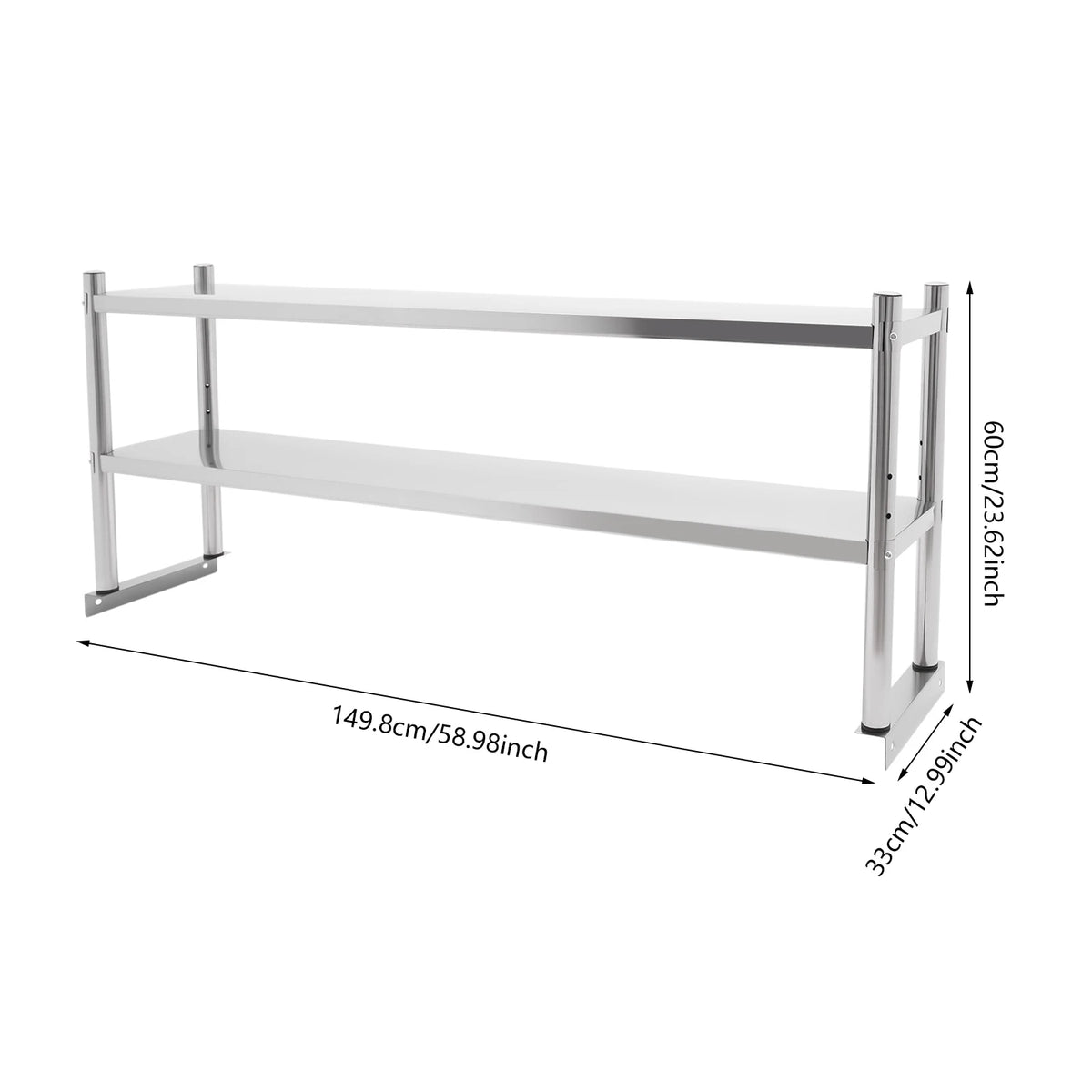 Stainless Steel Two Tier Adjustable Heavy Duty Storage Shelf Rack