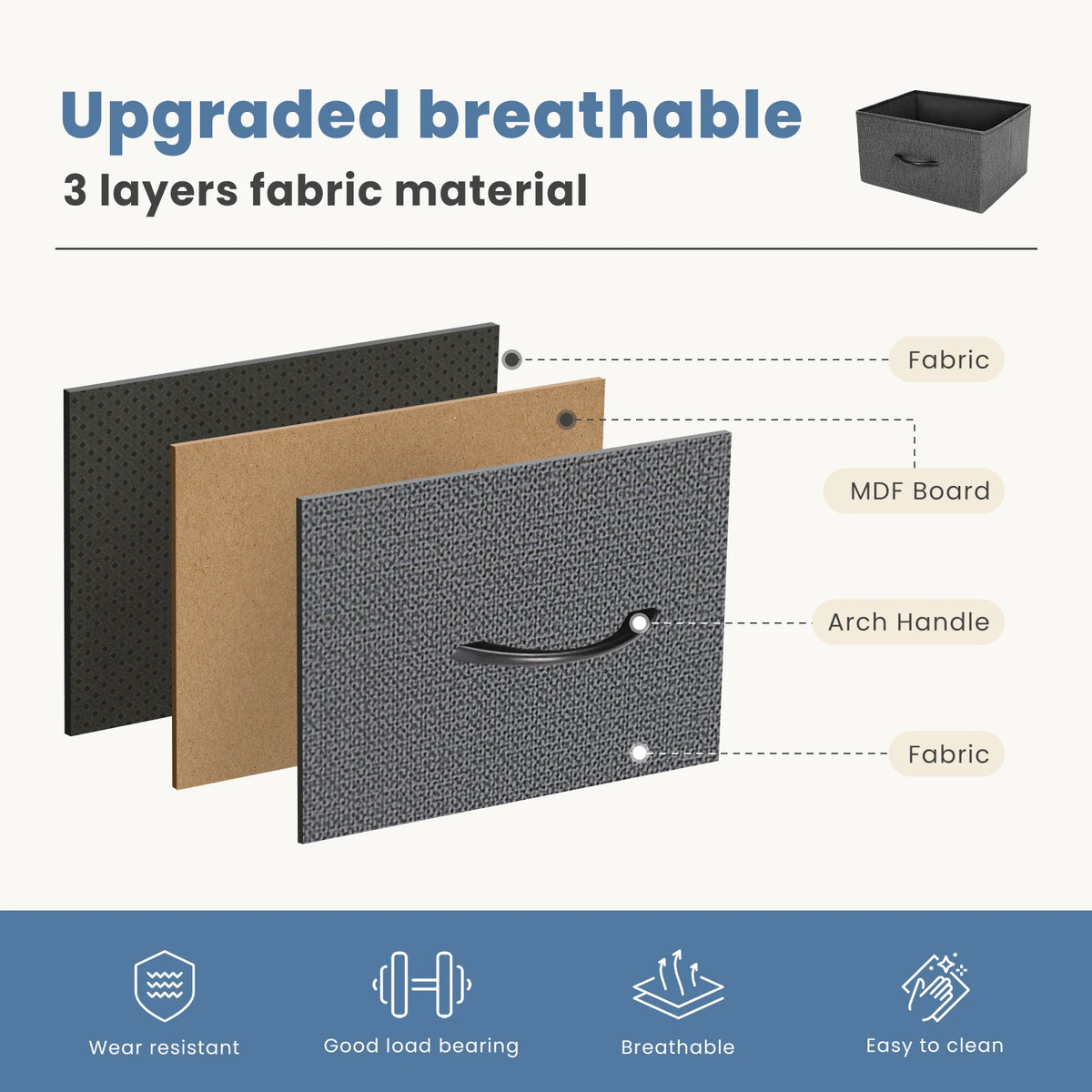 JHK Four Fabric Drawers Steel Frame Bedroom Storage Cabinet