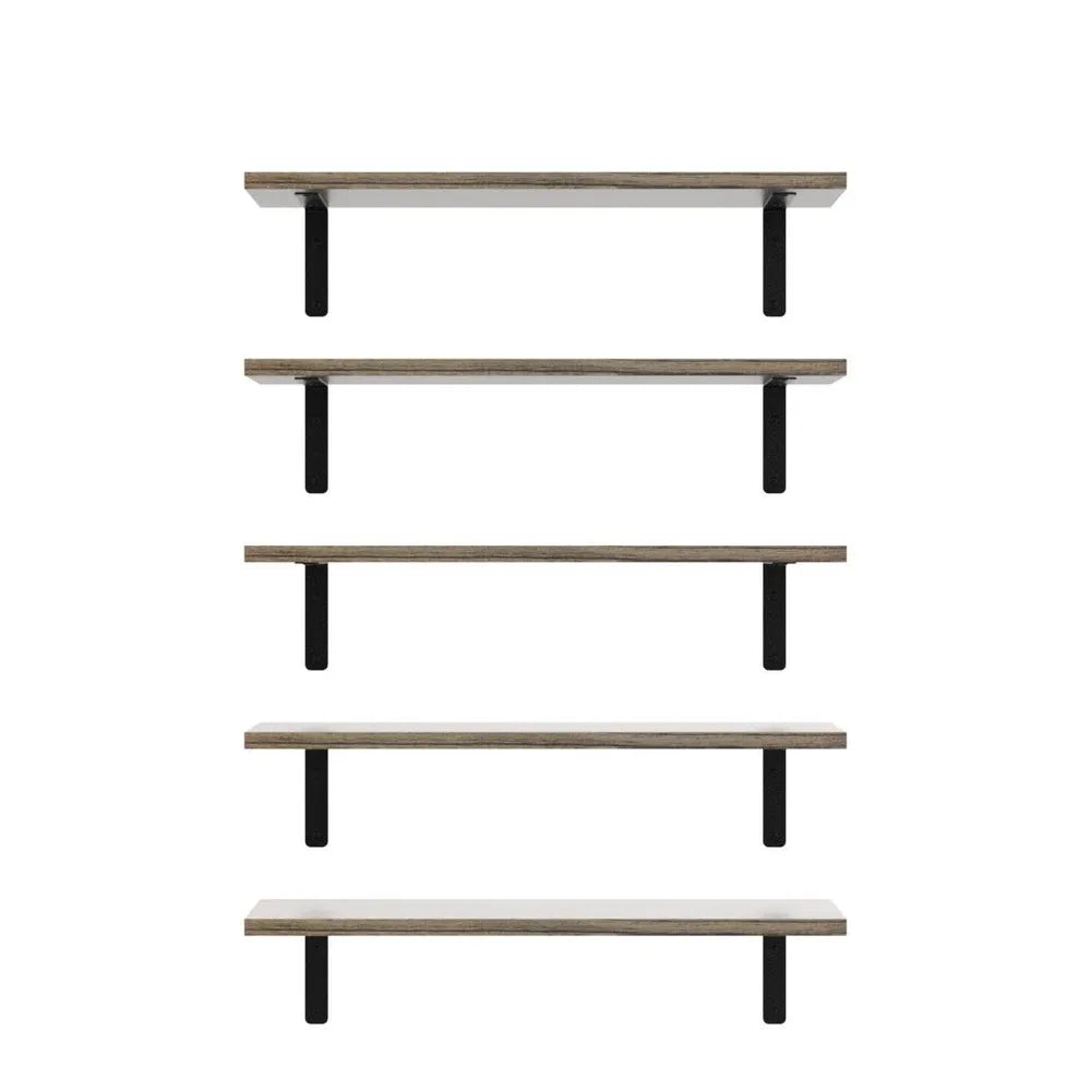 Farmhouse Rustic Wooden Floating Wall Shelves With Guardrails