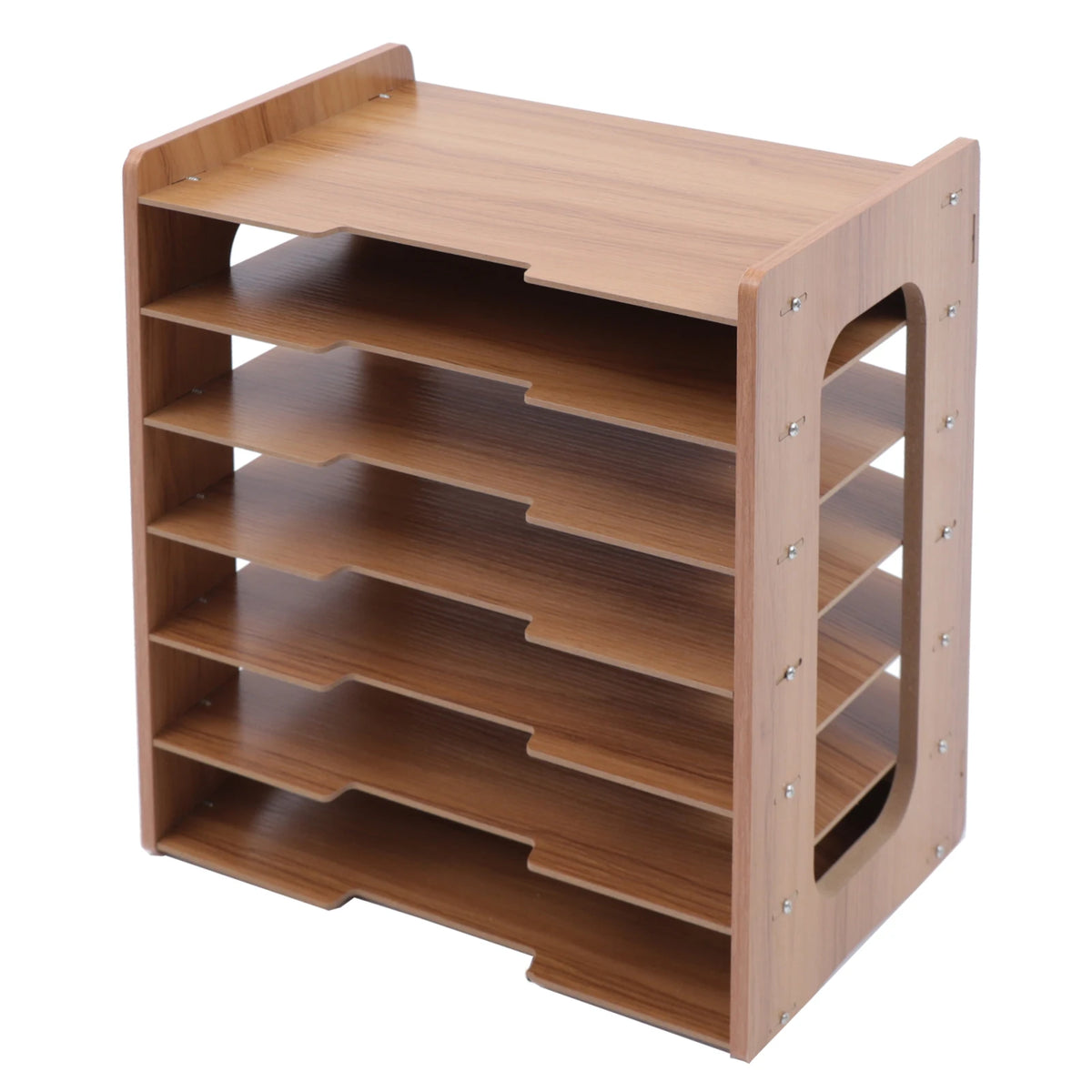 Seven Tier Wood Office Desk File Organizer Tray Holder