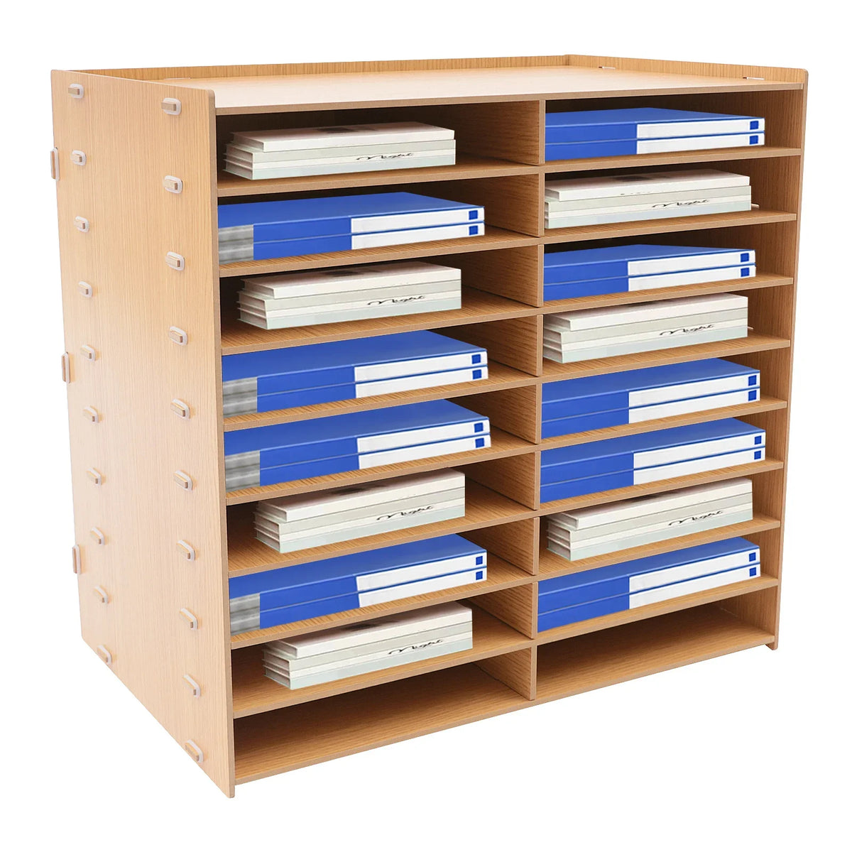 Wooden 18 Slot Desktop File Organizer Document Paper Sorter