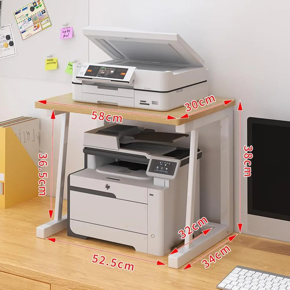 Wooden Desktop Printer Stand Two Tier Office Organizer