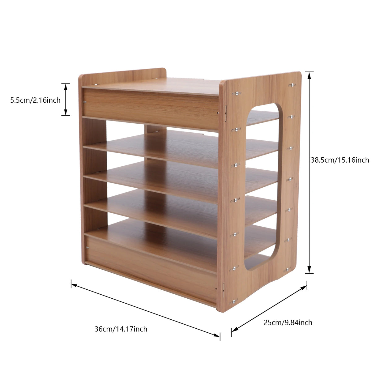 Seven Tier Wood Office Desk File Organizer Tray Holder