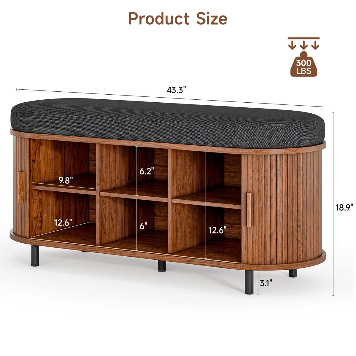 Sturdy Wooden Three Tier Shoe Storage Bench With Cushion