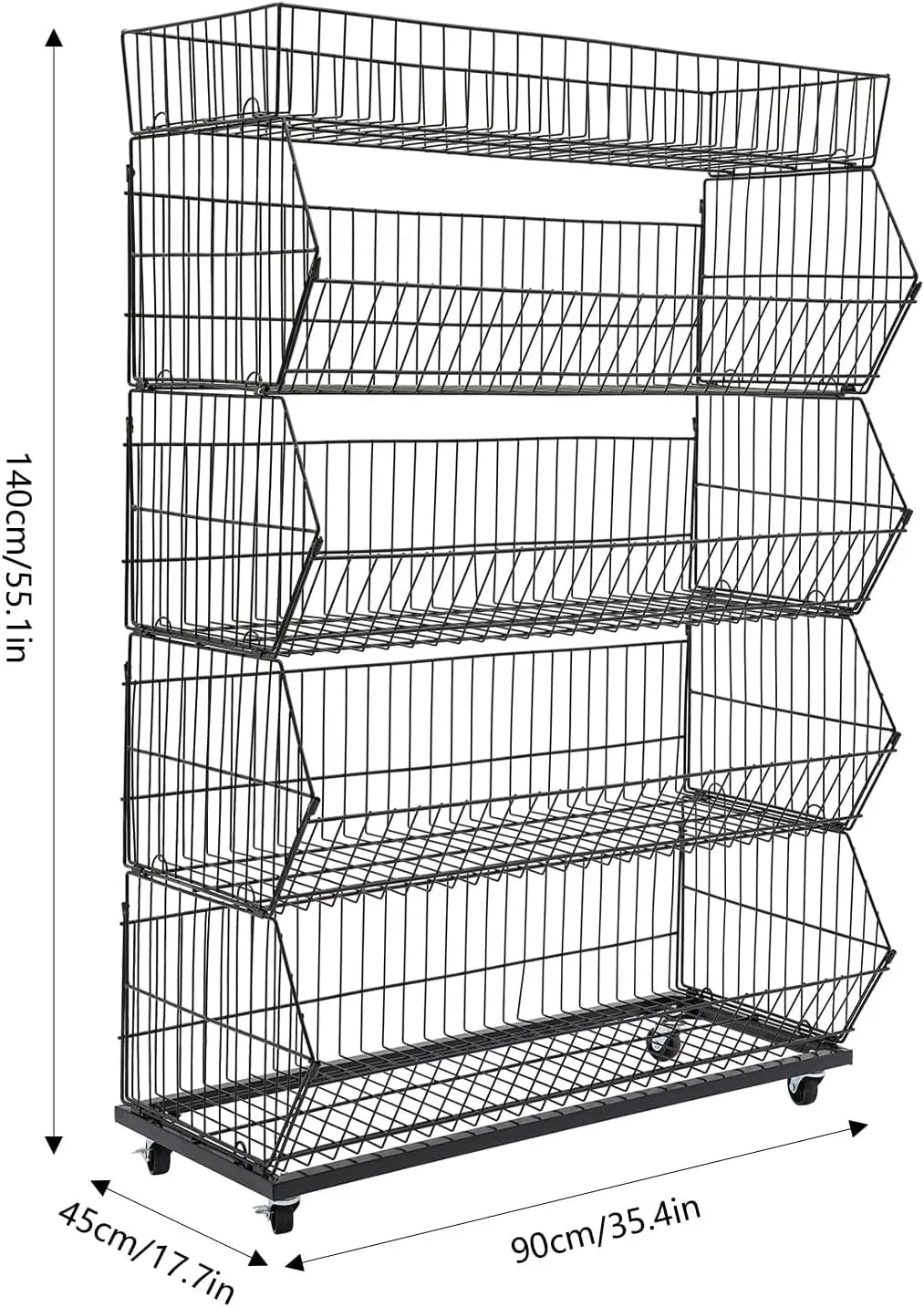 Five Tier Mobile Wire Steel Storage Shelf For Retail And Home