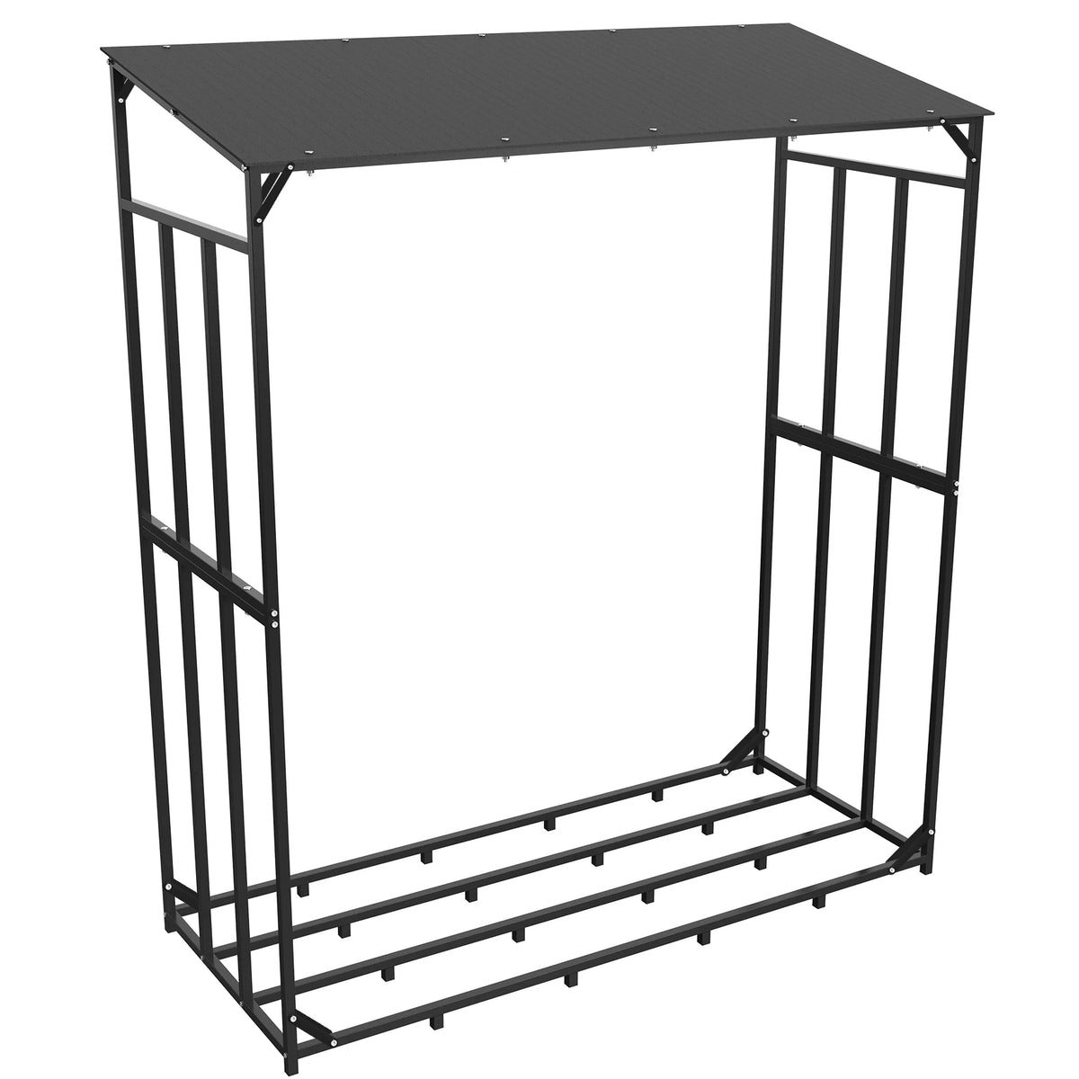 Tall Metal Firewood Rack Stand With Cover For Outdoor Fireplace