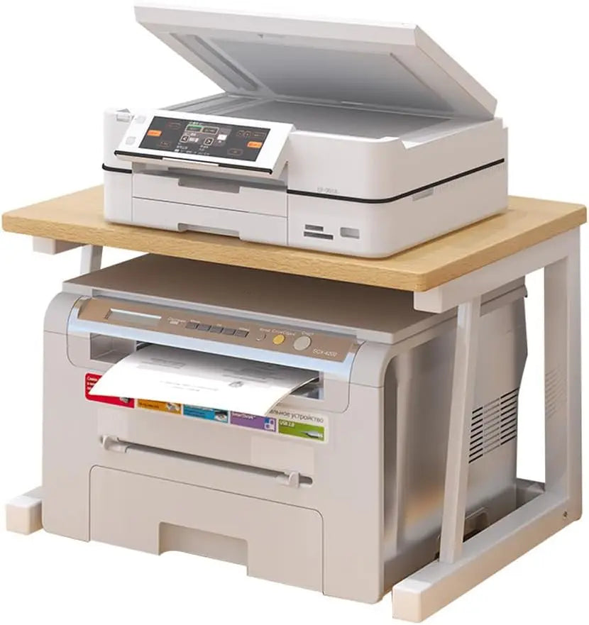 Wooden Desktop Printer Stand Two Tier Office Organizer