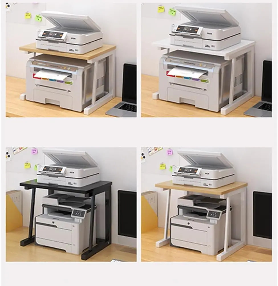Wooden Desktop Printer Stand Two Tier Office Organizer