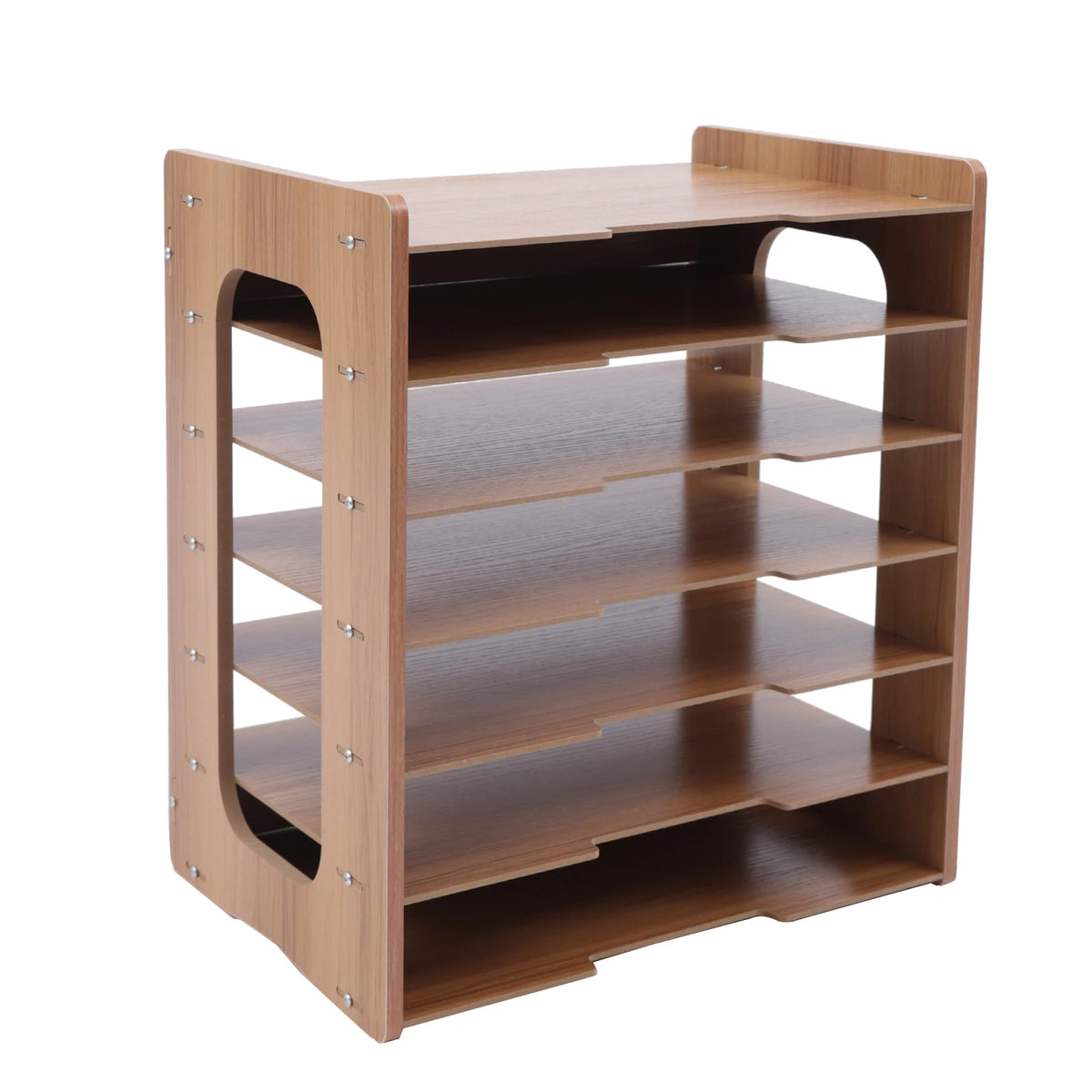 Seven Tier Wood Office Desk File Organizer Tray Holder