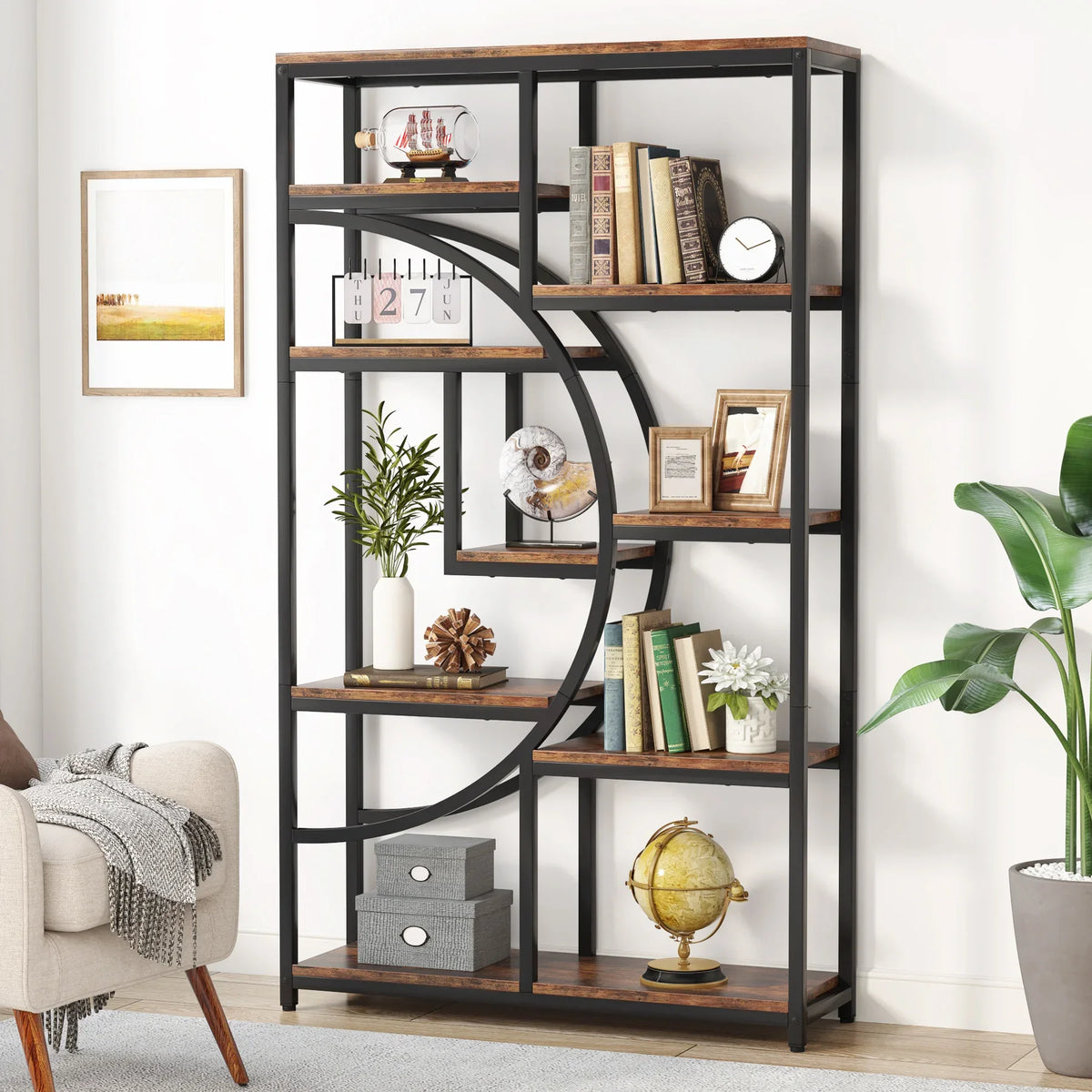 Tribesigns 5 Tier Industrial Bookcase Freestanding Display Storage Shelf