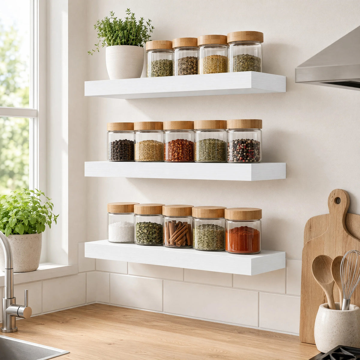 Floating Wall Shelves With Invisible Brackets For Home Decor