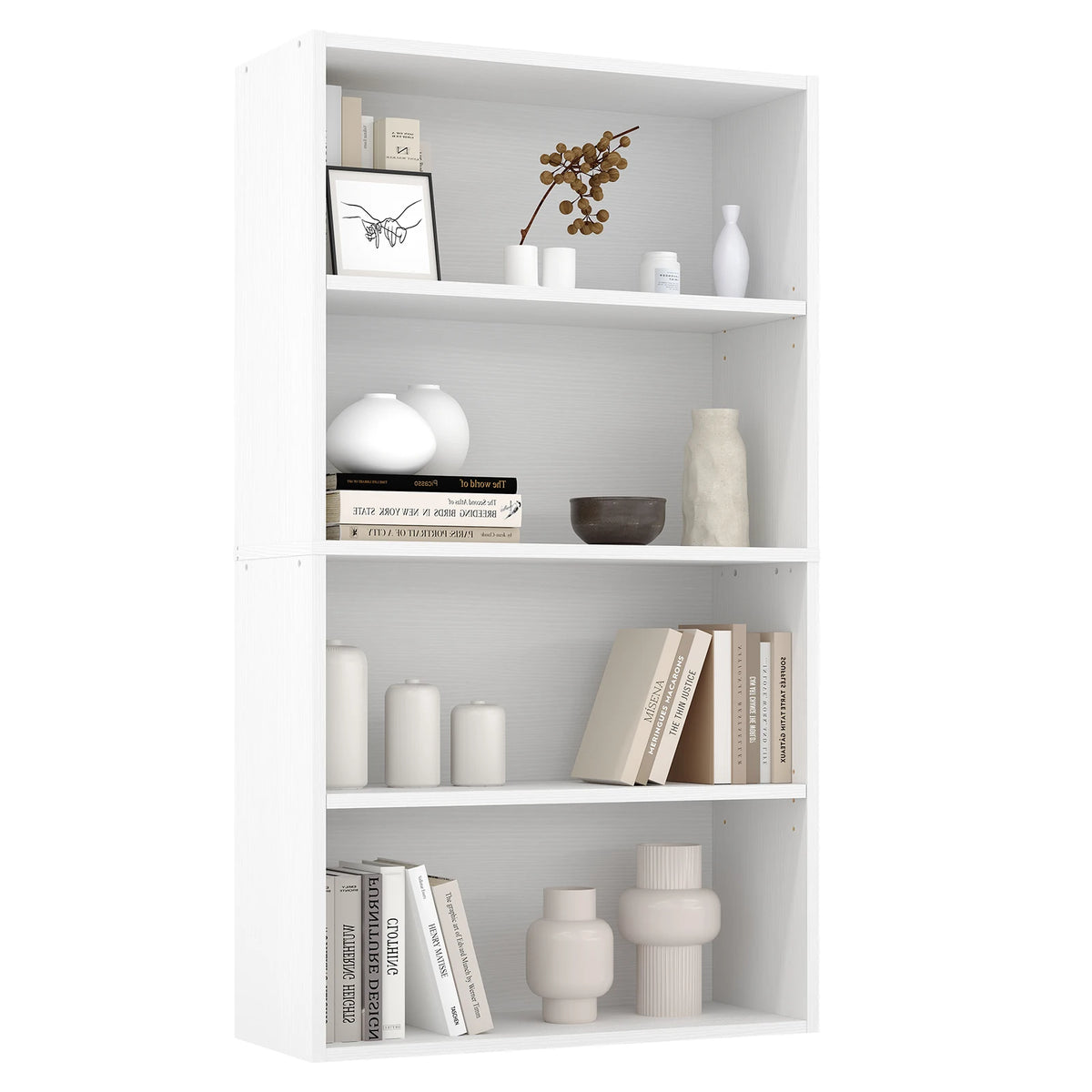 JHK Modern 4 Tier Wooden Bookcase For Living Room Furniture