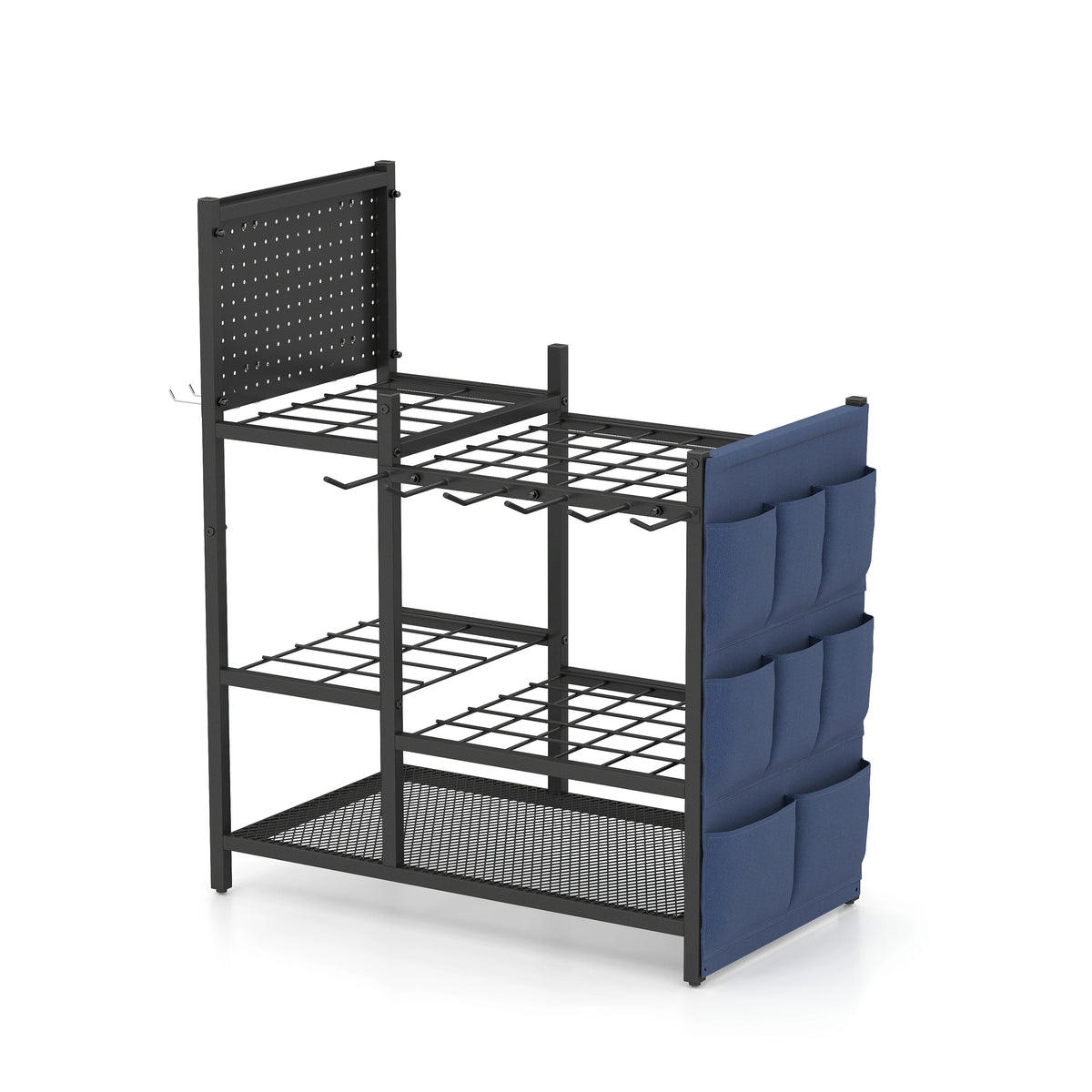 Heavy Duty Freestanding Metal Garden Tool Storage Rack Organizer