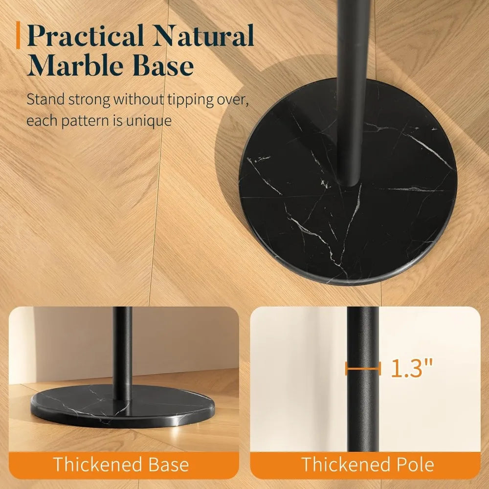 XIUWO Freestanding Coat Rack With Marble Base And Coat Hooks