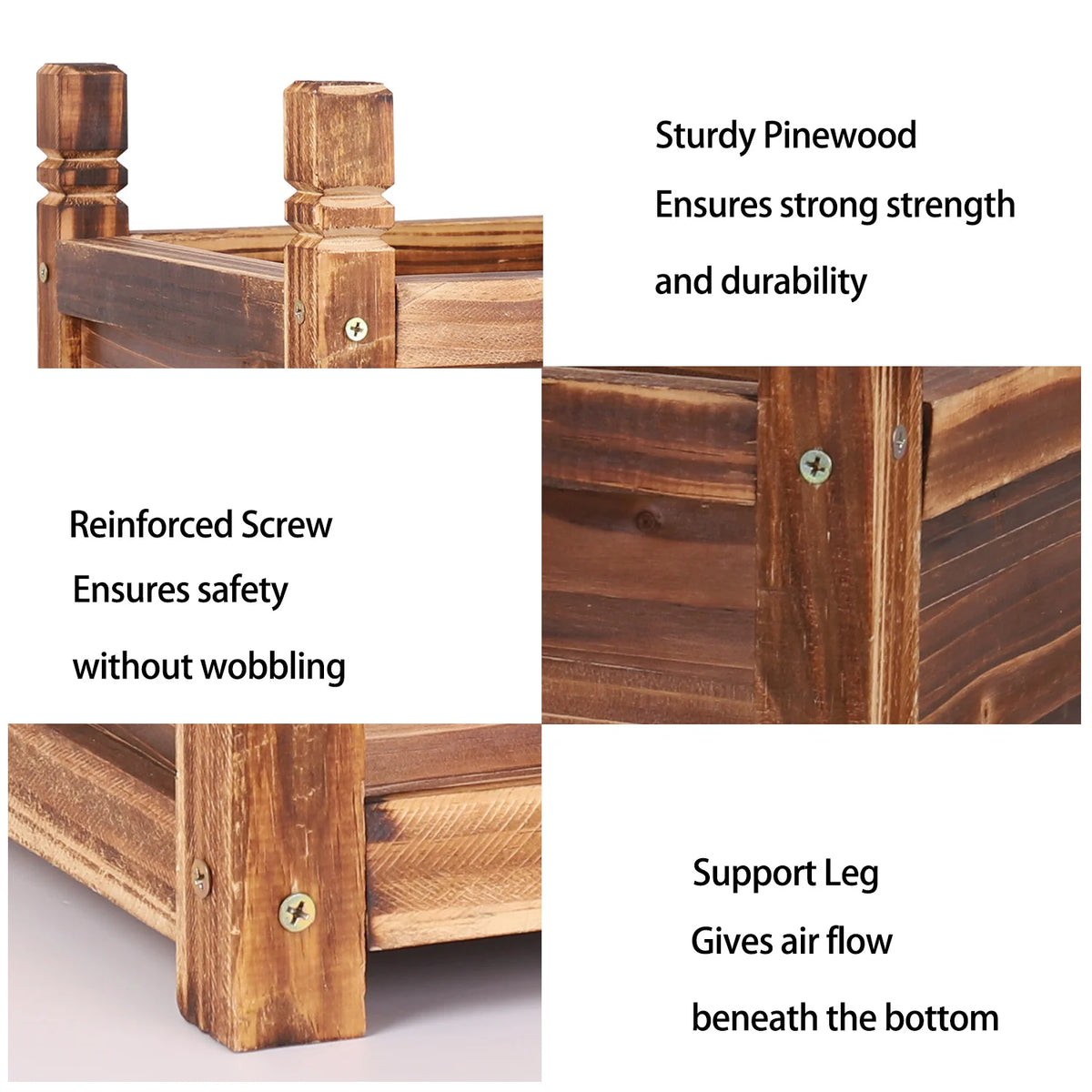 Durable Wooden Raised Flower Bed For Indoor And Outdoor Planting