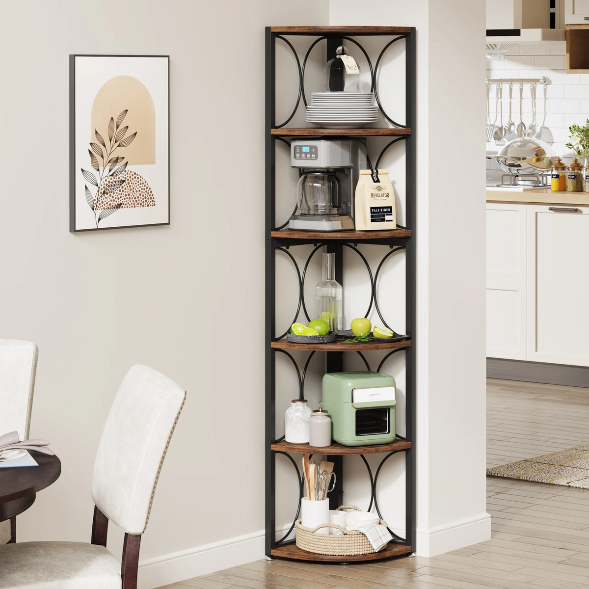 Tribesigns 6 Tier Tall Corner Shelf Storage Rack Bookshelf