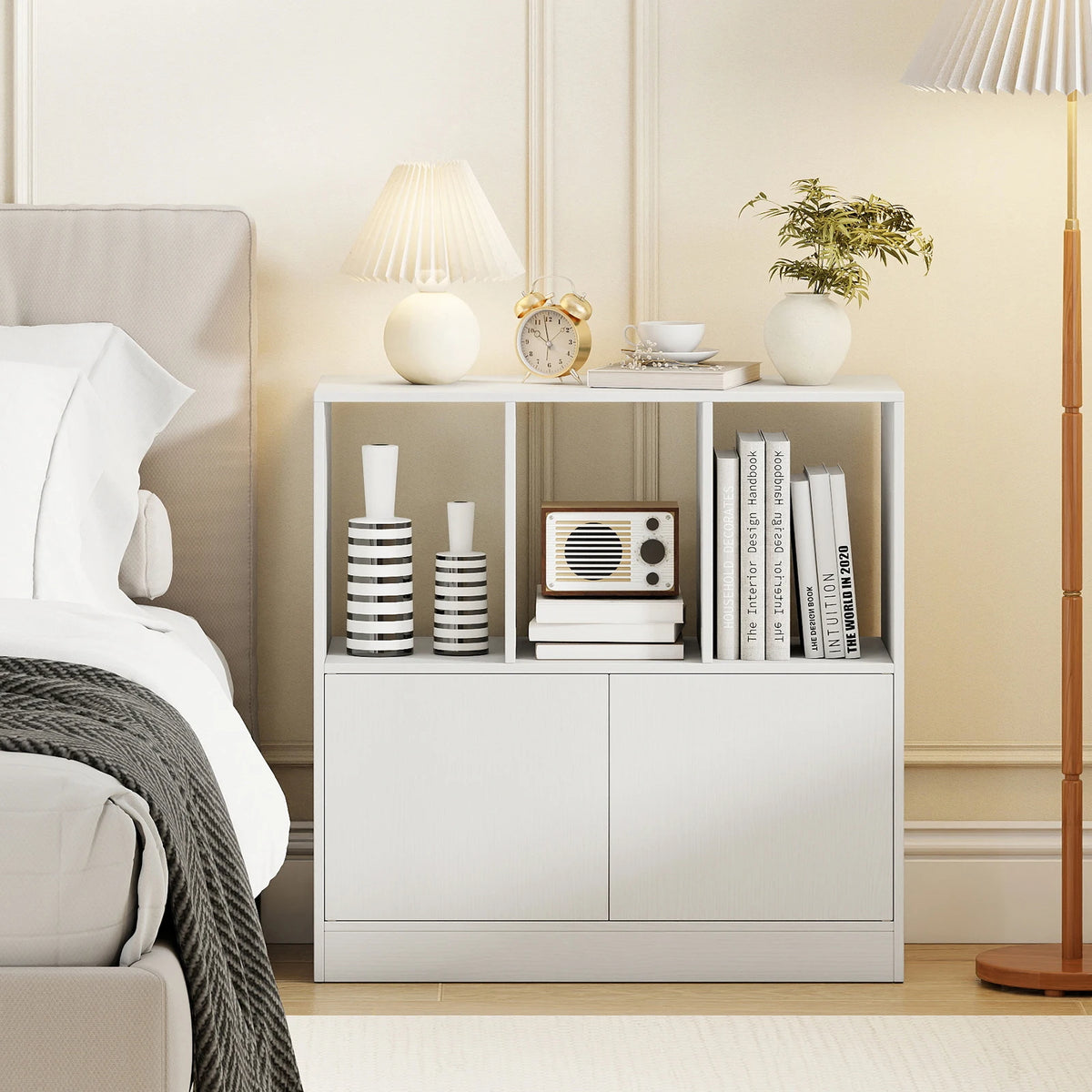 HOMASIS Modern Cube Bookcase With Doors And Shelves