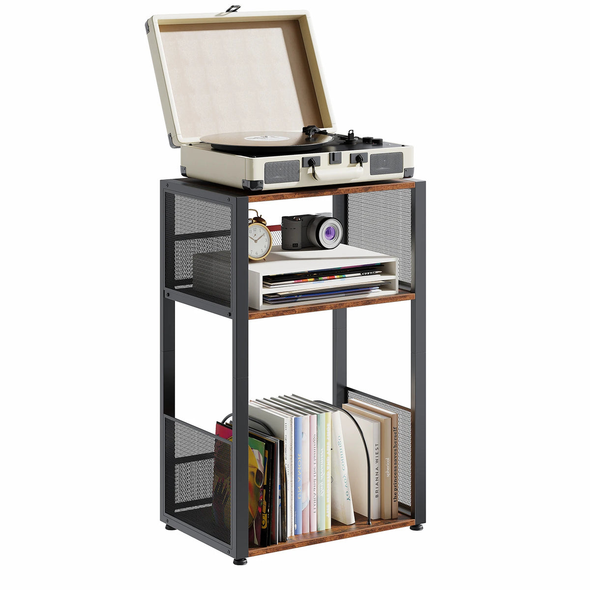 JHK 3 Tier Metal AV Media Stand For Record Storage Rack