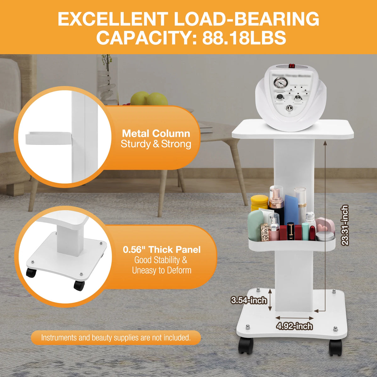 Premium Abs Beauty Salon Trolley Pedestal Commercial Grade Cart