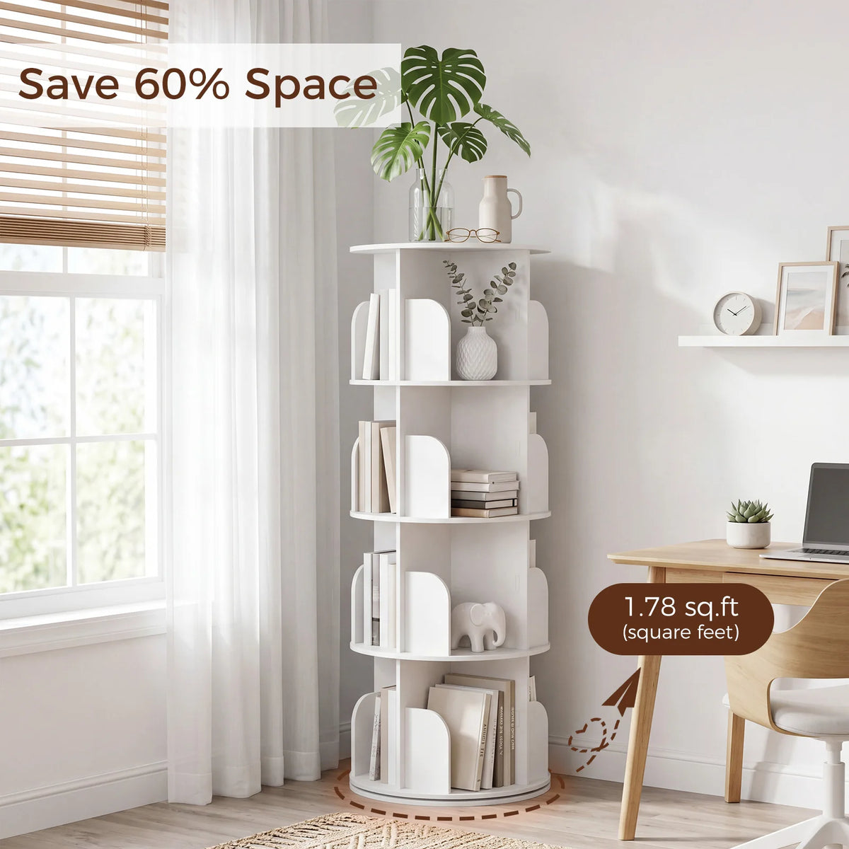 MCQ Rotating Open Cube Bookshelf With Modern Storage Design