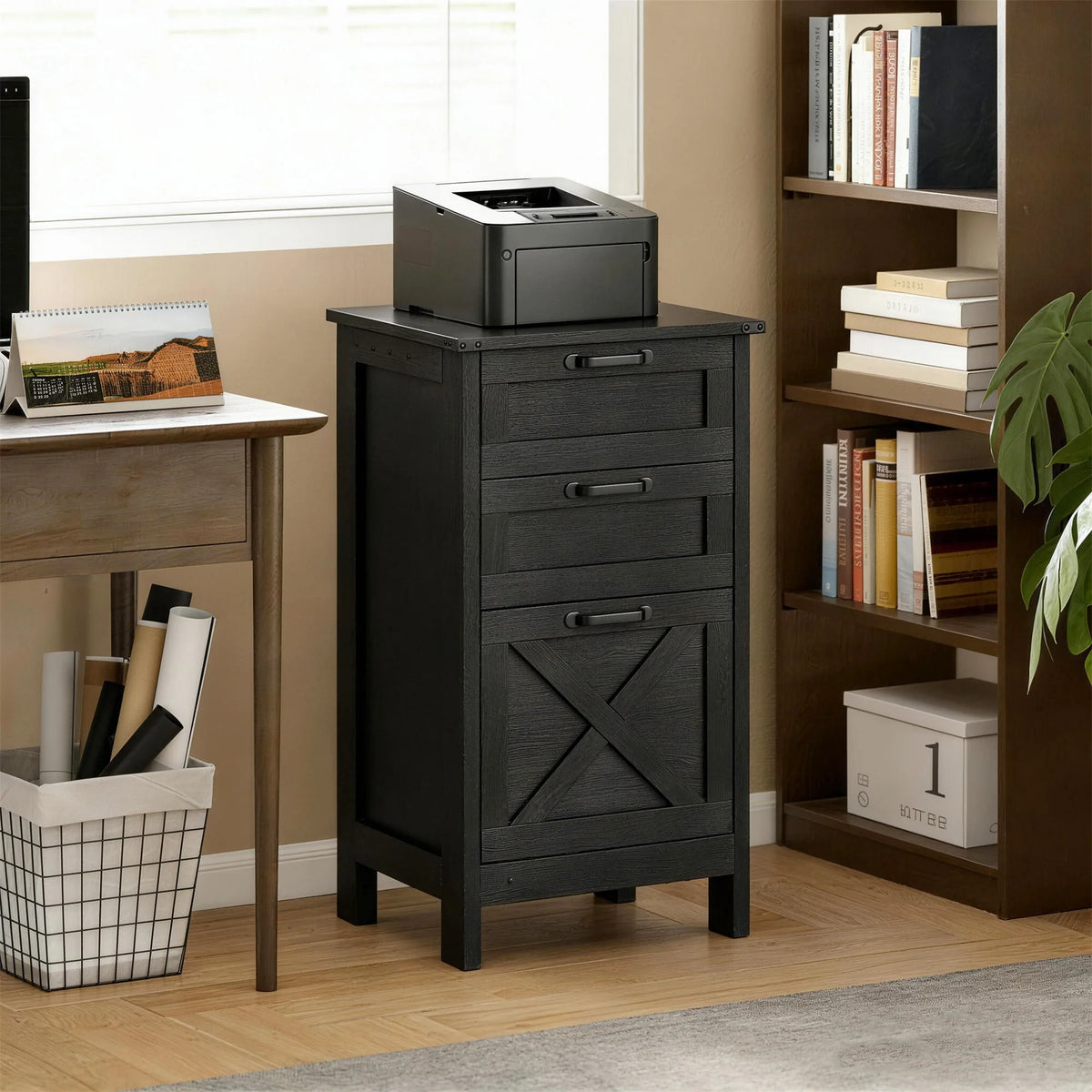 HOMCOM Three Drawer Vertical File Cabinet With Silent Slides
