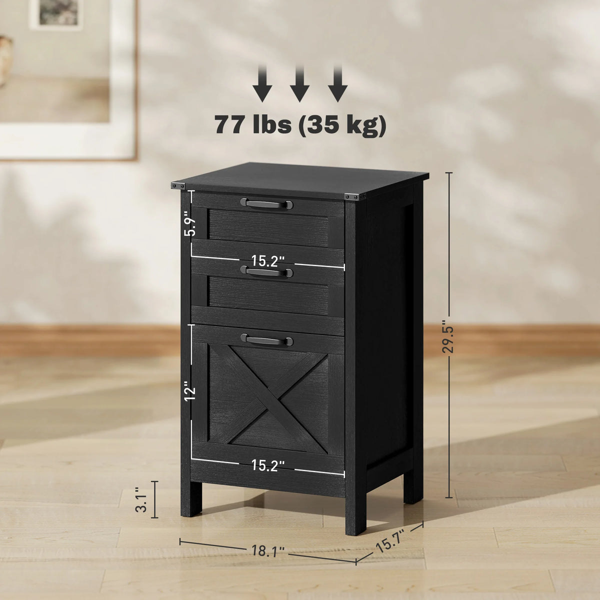 HOMCOM Three Drawer Vertical File Cabinet With Silent Slides