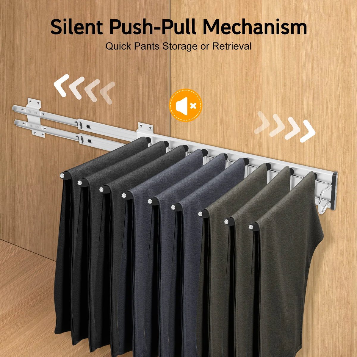 Sliding Trouser Hanger With Flocked Bars For Wardrobe Pants Organization
