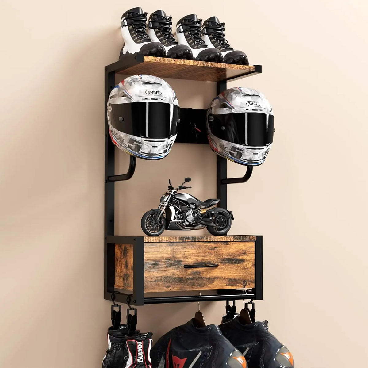 HiMISS Motorcycle Helmet Holder Wall Mounted Storage Rack