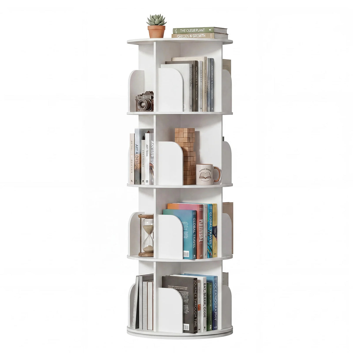 MCQ Rotating Open Cube Bookshelf With Modern Storage Design