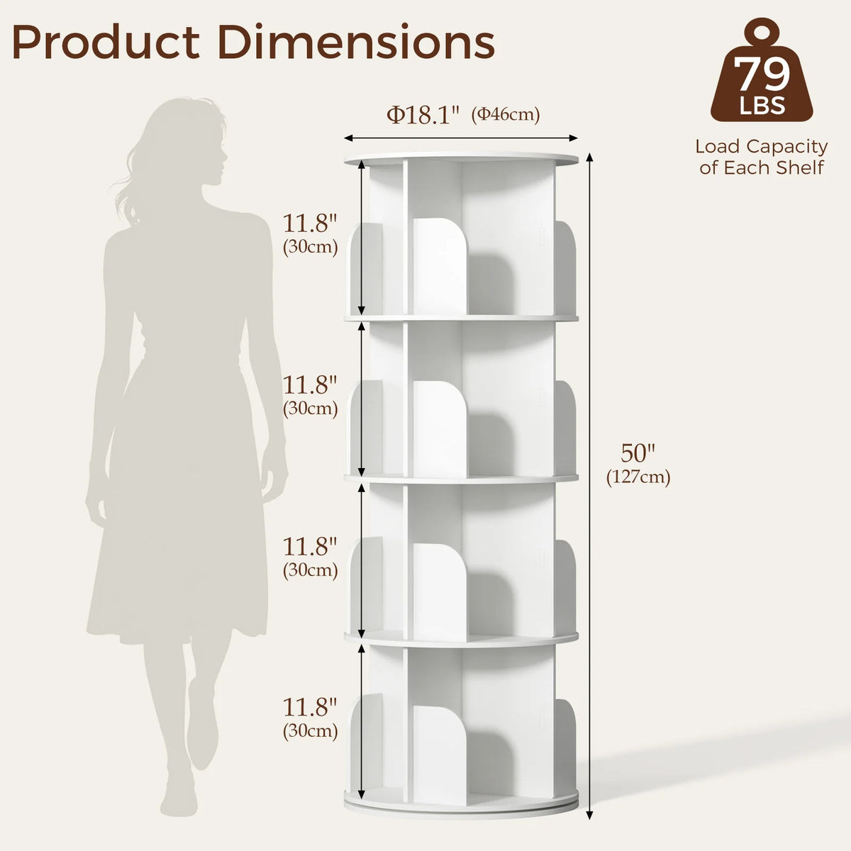 MCQ Rotating Open Cube Bookshelf With Modern Storage Design