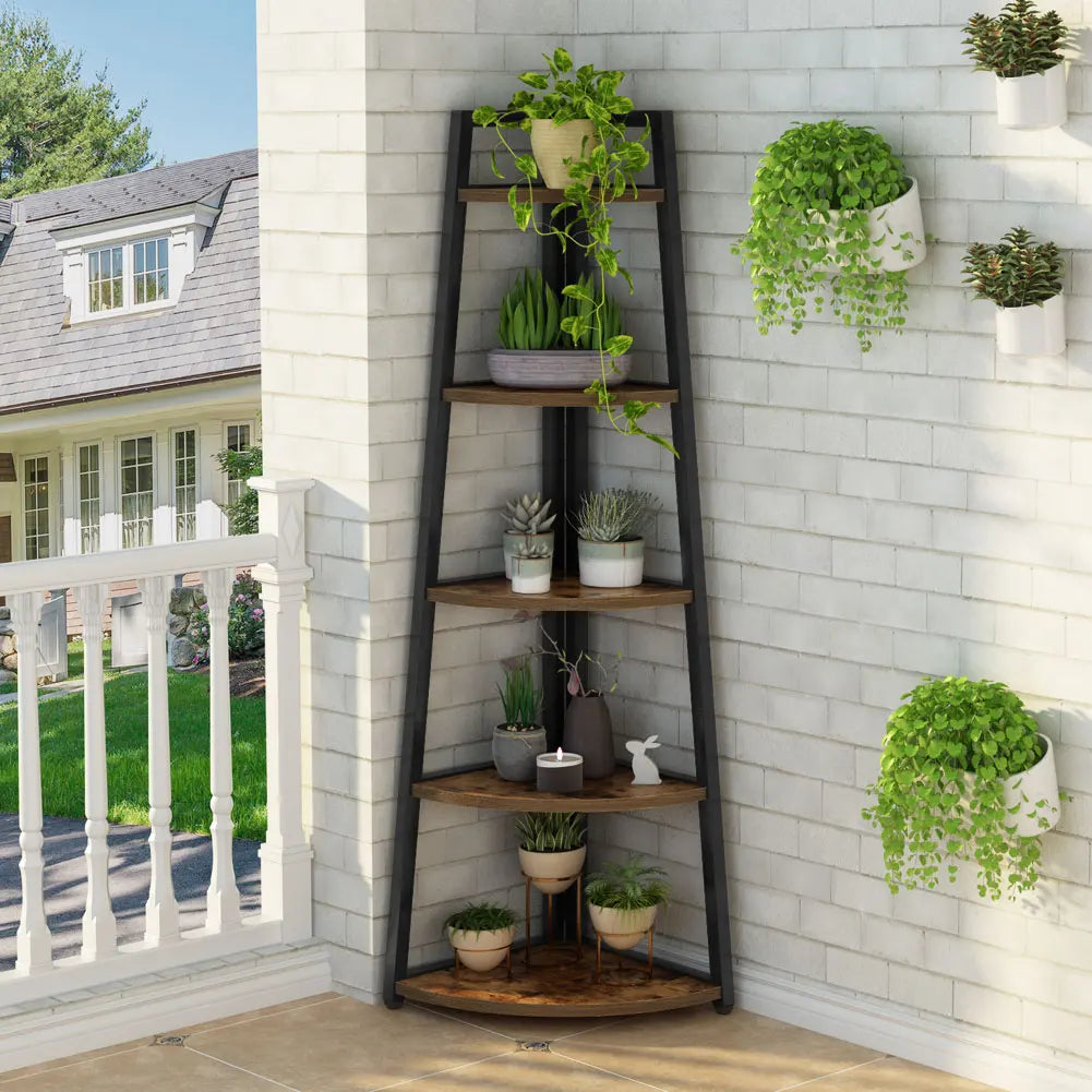 Tribesigns Modern Corner Bookshelf With Wood Shelves And Metal Frame
