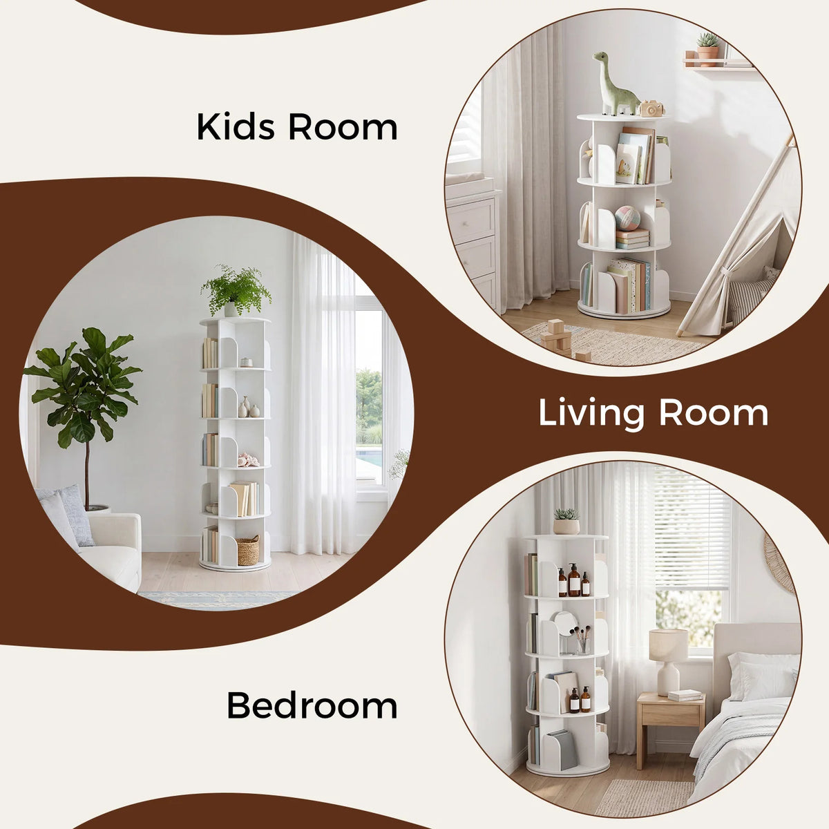 MCQ Rotating Open Cube Bookshelf With Modern Storage Design