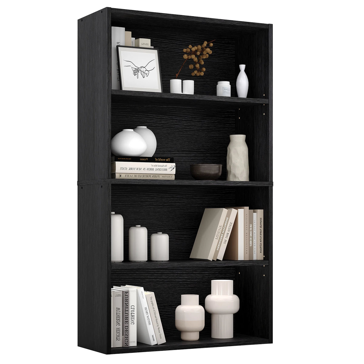 JHK Modern 4 Tier Wooden Bookcase For Living Room Furniture